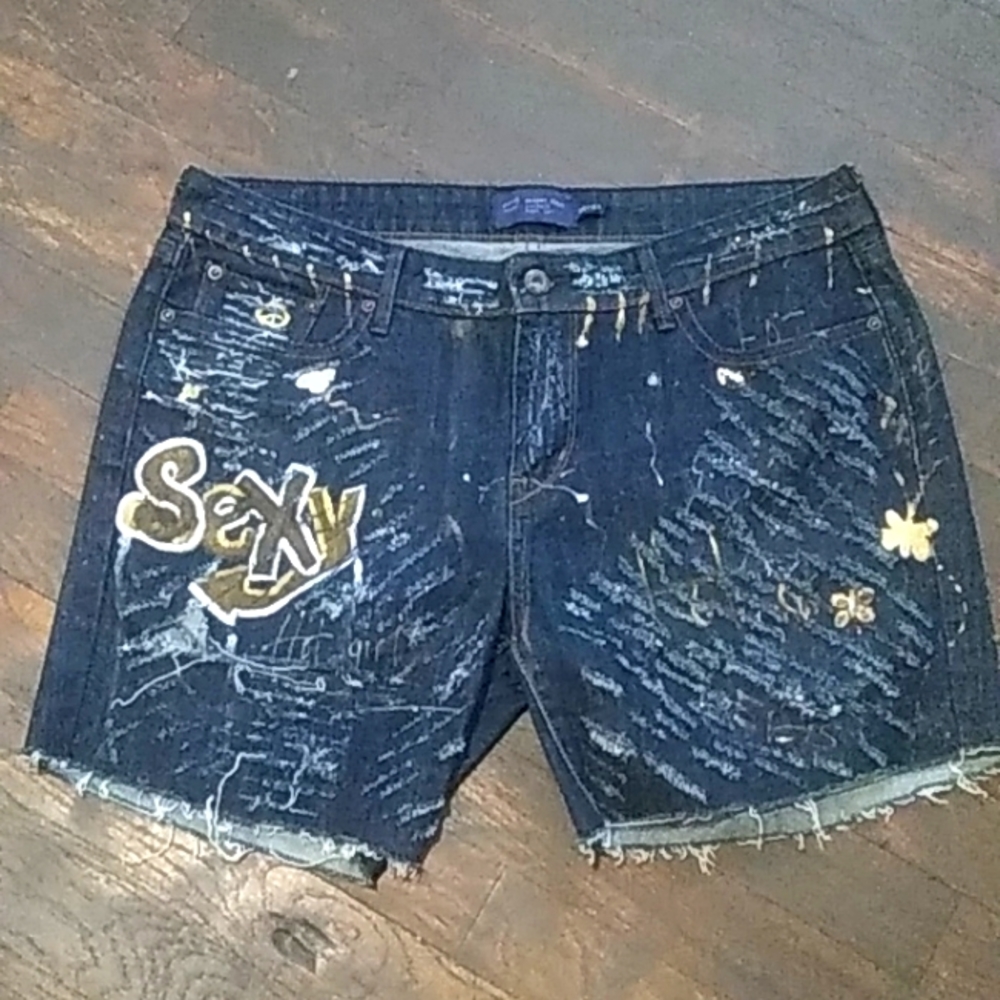 Custom glow in the dark ripped shorts